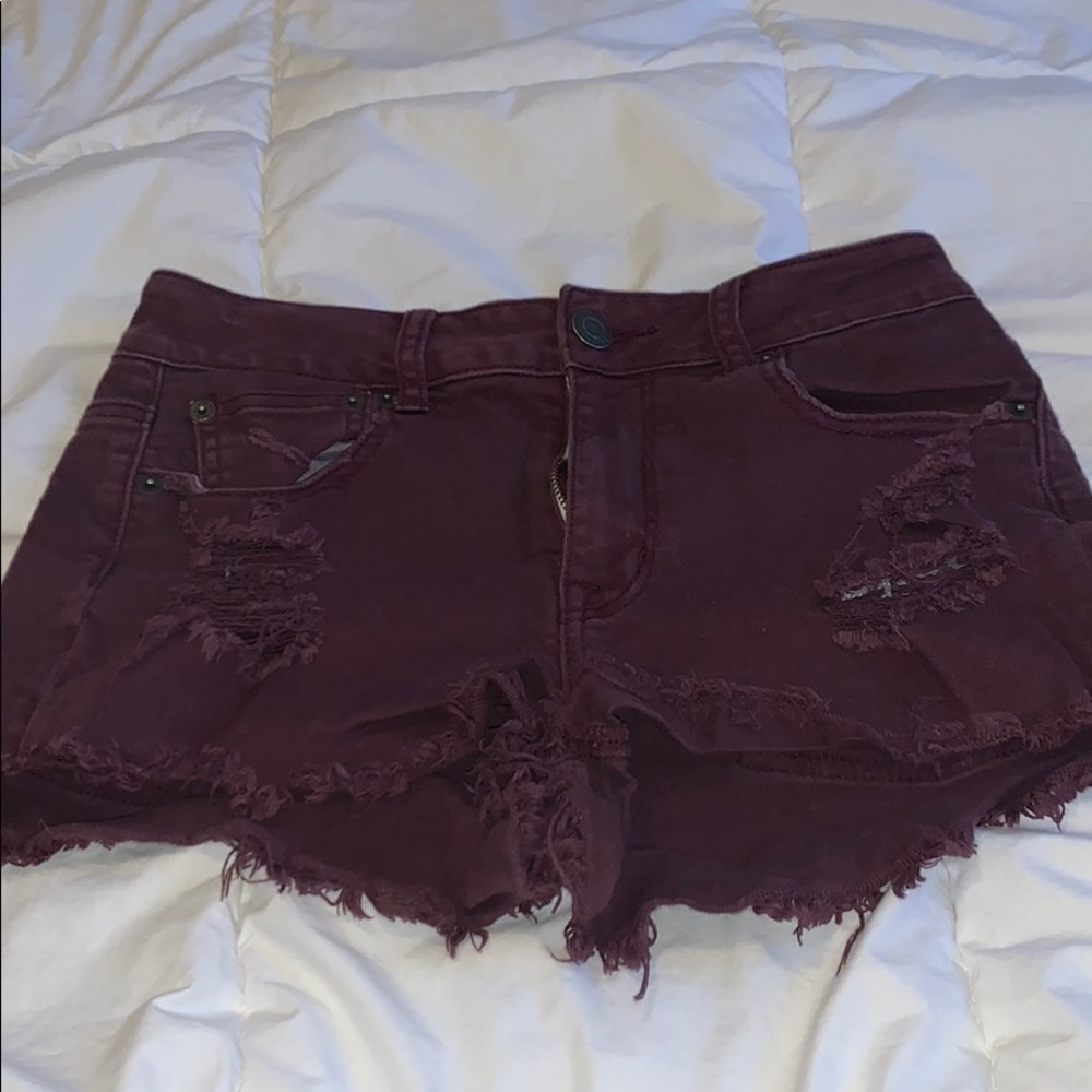 American Eagle Maroon Jean Shorts